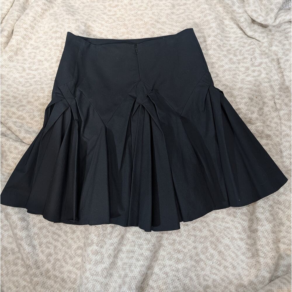 Christian Dior Boutique Paris Black Structured Pleated Mini Skirt 4 Made France - Picture 9 of 9